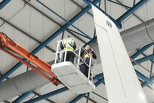 An international Testia team inspecting A380 in Caerdav, Wales