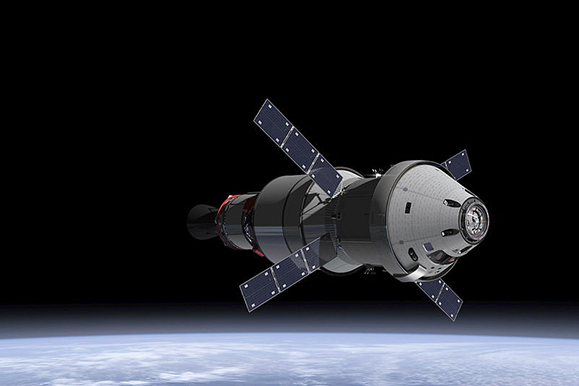 The Orion Service Module in the earth's orbit