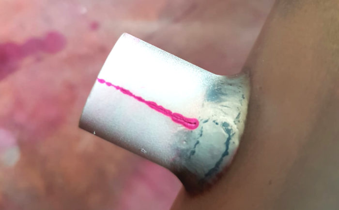 Penetrant Testing on a pipe socket