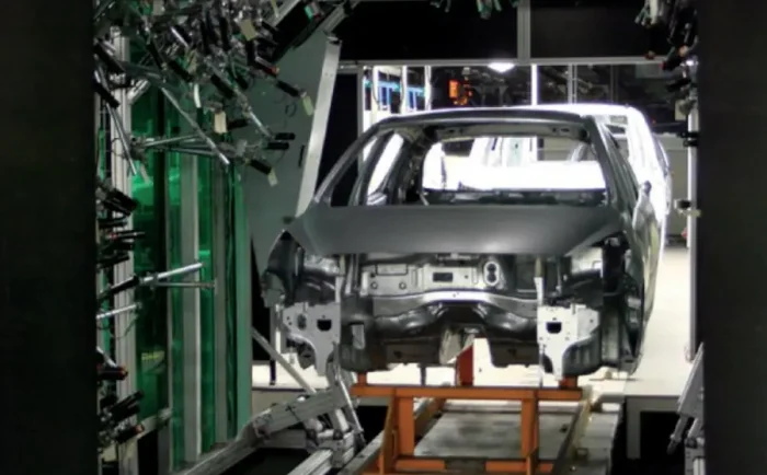 An autobody being inspected with the GapStat system integrated in the production line