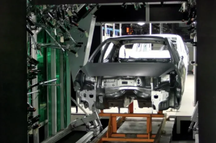 An autobody being inspected with the GapStat system integrated in the production line