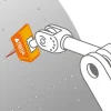 Rivet Inspect, an einem Roboterarm angebracht, bei der Durchführung einer Nietprüfung.