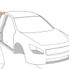 Illustration einer Prüfstation mit Robot Guide an einem Roboterarm bei der Prüfung einer Auto-Karosserie in der Produktionsstraße